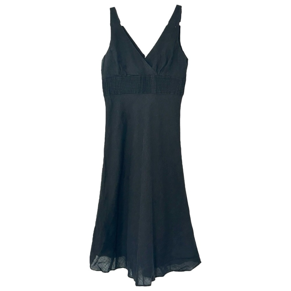 J. Crew Women’s Black V‎ Neck Linen Sleeveless Midi Dress  Sz 6